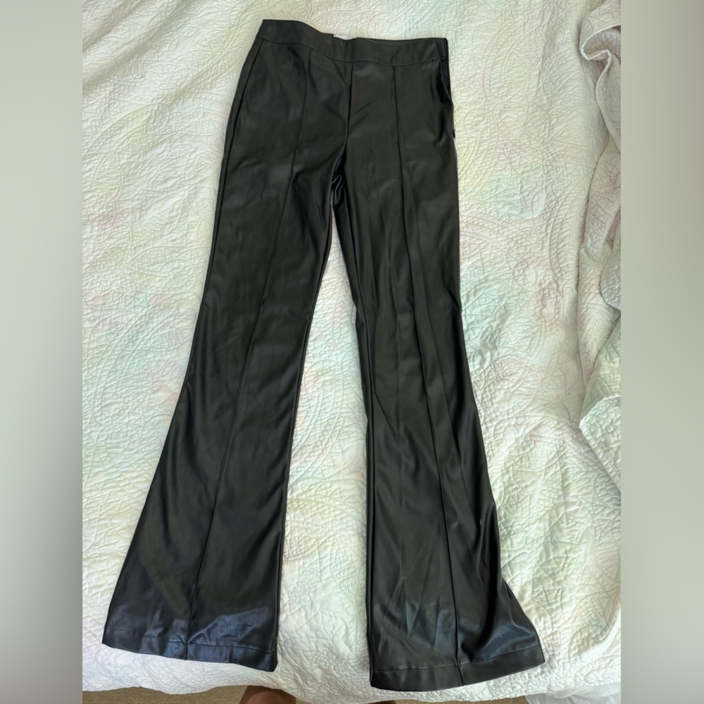 Black flared princess polly leather pants
